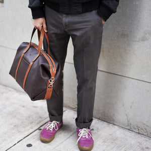 tusk 9920 pebblegrain leather everyday duffel bag chocolate model 02 - DARK CHOCOLATE