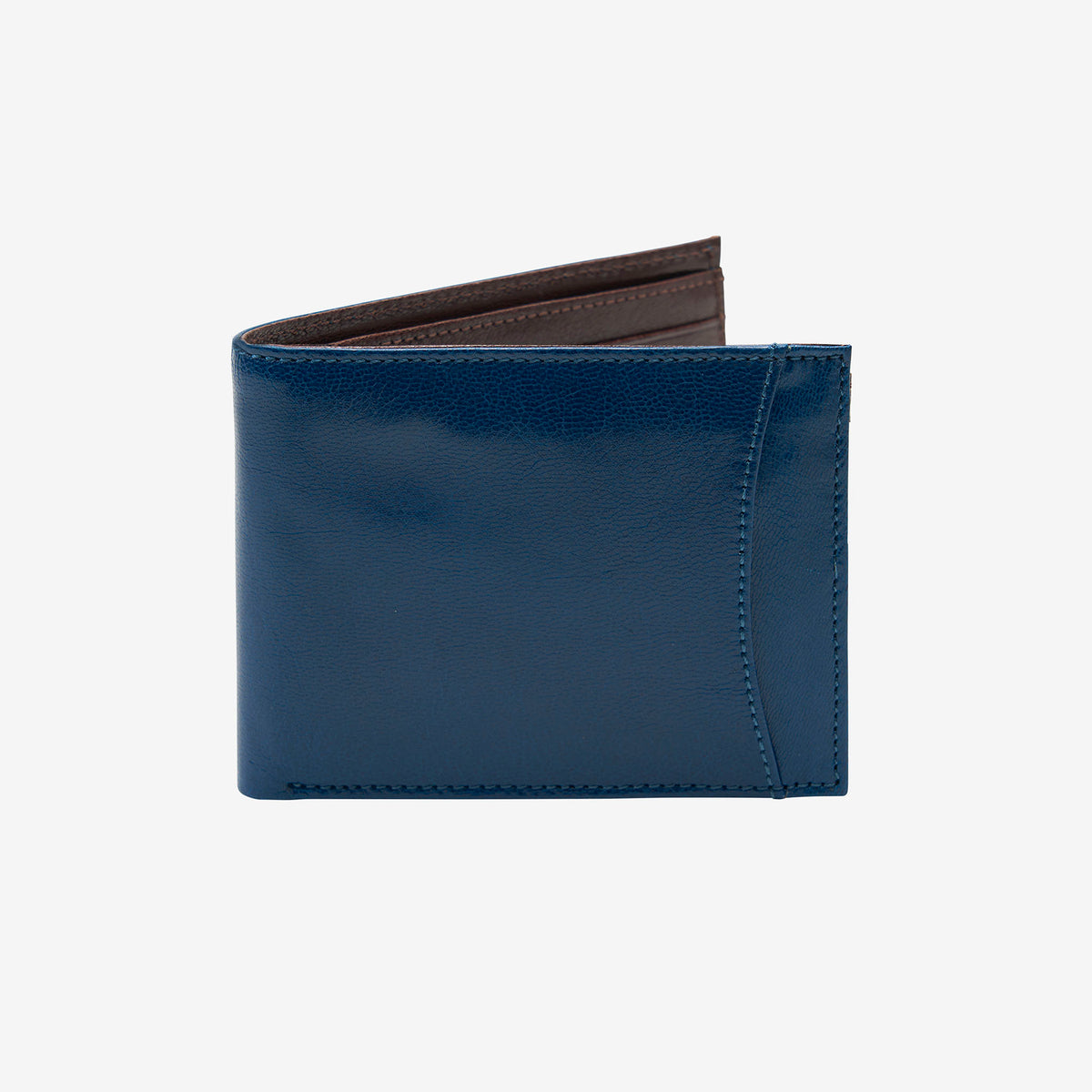 tusk 108 mens leather billfold with slide pocket blue and chocolate front - BLUE/CHOCOLATE