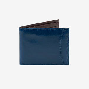 tusk 108 mens leather billfold with slide pocket blue and chocolate front - BLUE/CHOCOLATE