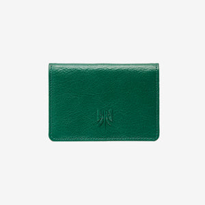 tusk 138 womens siam leather gusseted card case emerald and geranium front -  EMERALD/GERANIUM