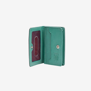 tusk 138 womens siam leather gusseted card case indigo and french blue open - INDIGO/FRENCH BLUE