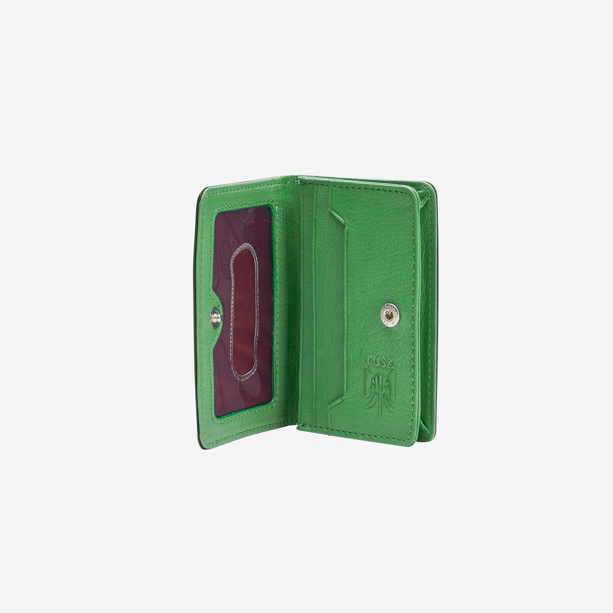 tusk 138 womens siam leather gusseted card case purple and grass open -  PURPLE/GRASS