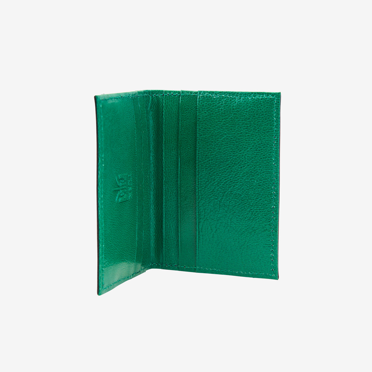 tusk 177 mens leather folded card case   black and mint open - BLACK/MINT