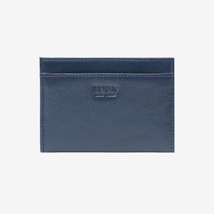 tusk 177 mens leather folded card case   blue and chocolate front - BLUE/CHOCOLATE