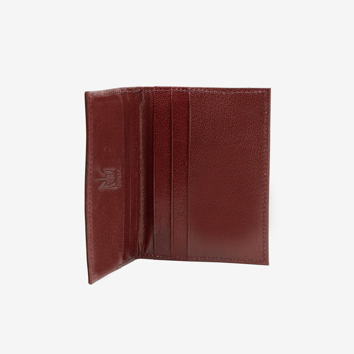 tusk 177 mens leather folded card case   blue and chocolate open - BLUE/CHOCOLATE