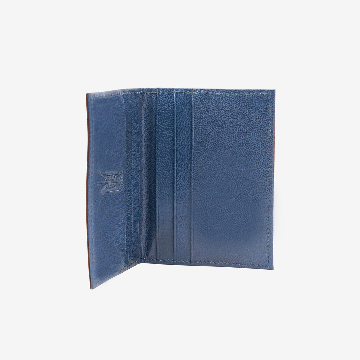tusk 177 mens leather folded card case black and blue open - BLACK/BLUE