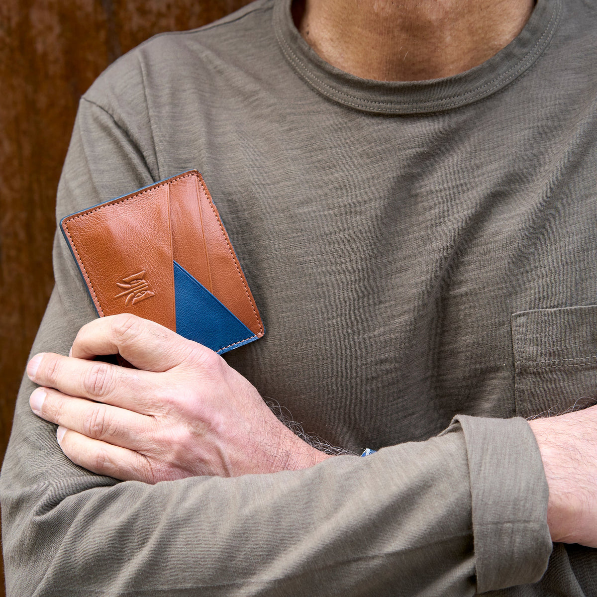 tusk 189 mens leather card case tan model 06 - TAN