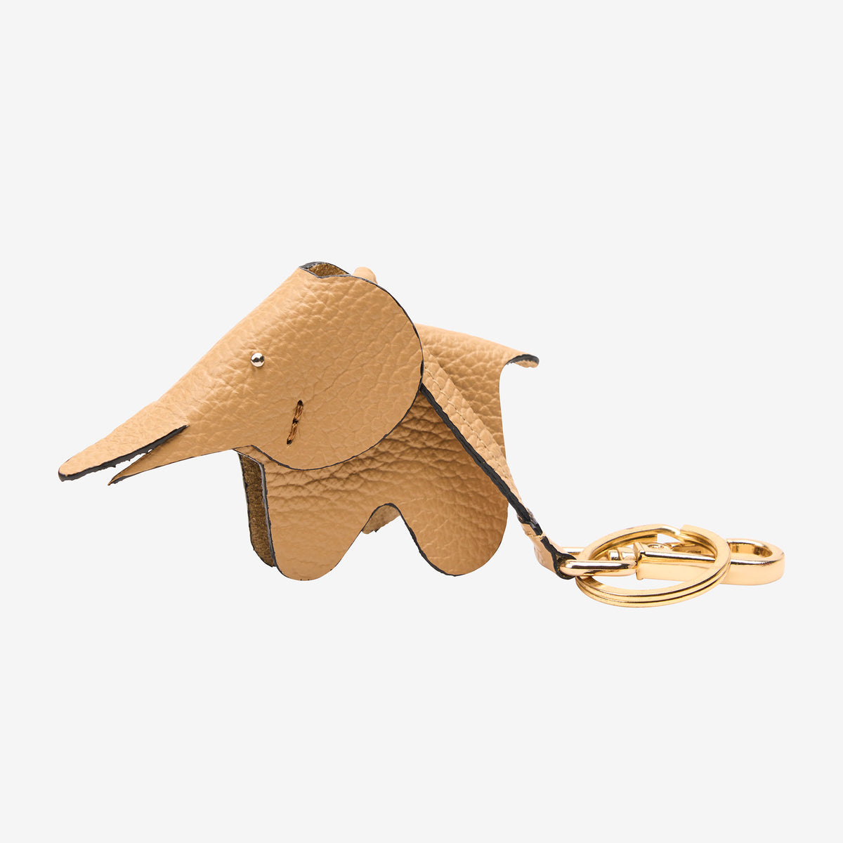 handmade leather elephant keychain sand - SAND