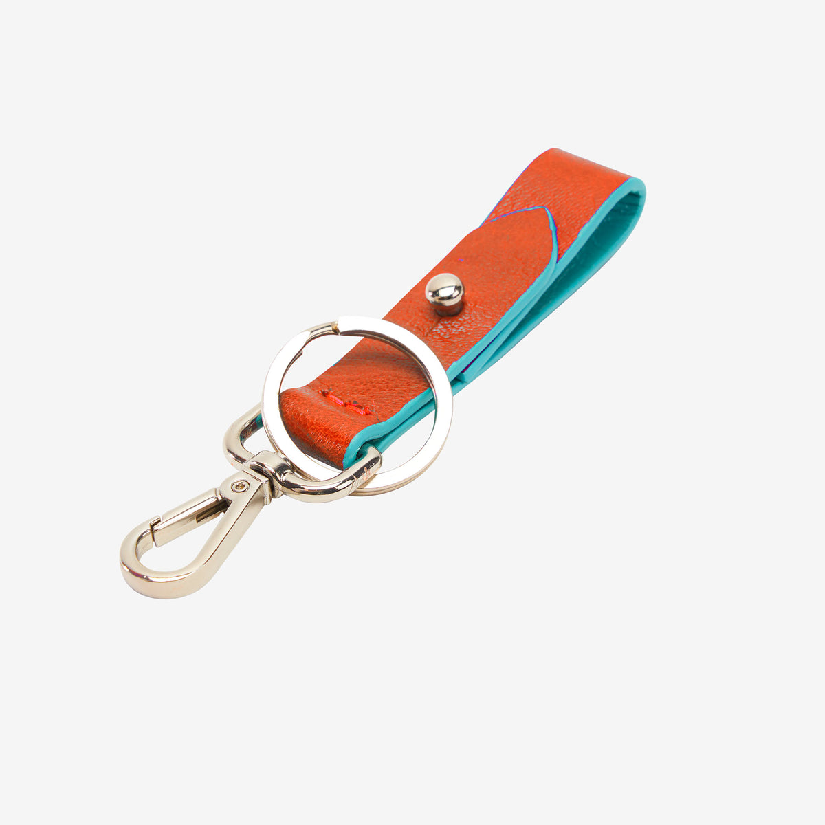 tusk 2006 siam leather loop keychain  orange and sky front - ORANGE/SKY
