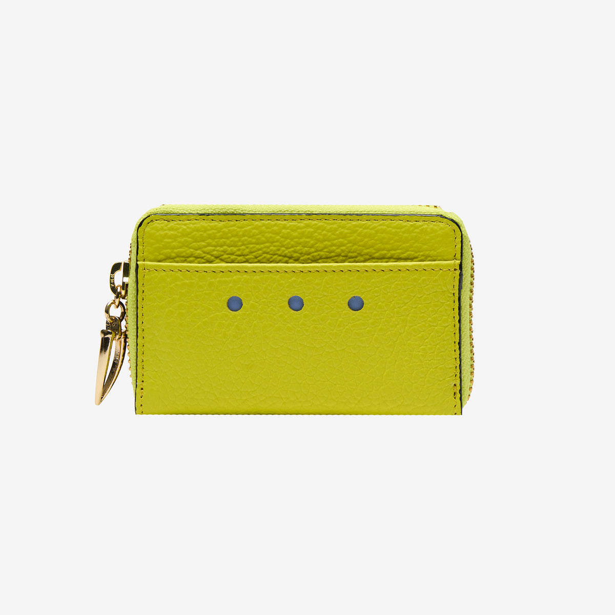 tusk 322 ascot pebble grain leather coin case lime front - LIME