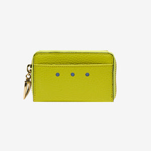tusk 322 ascot pebble grain leather coin case lime front - LIME