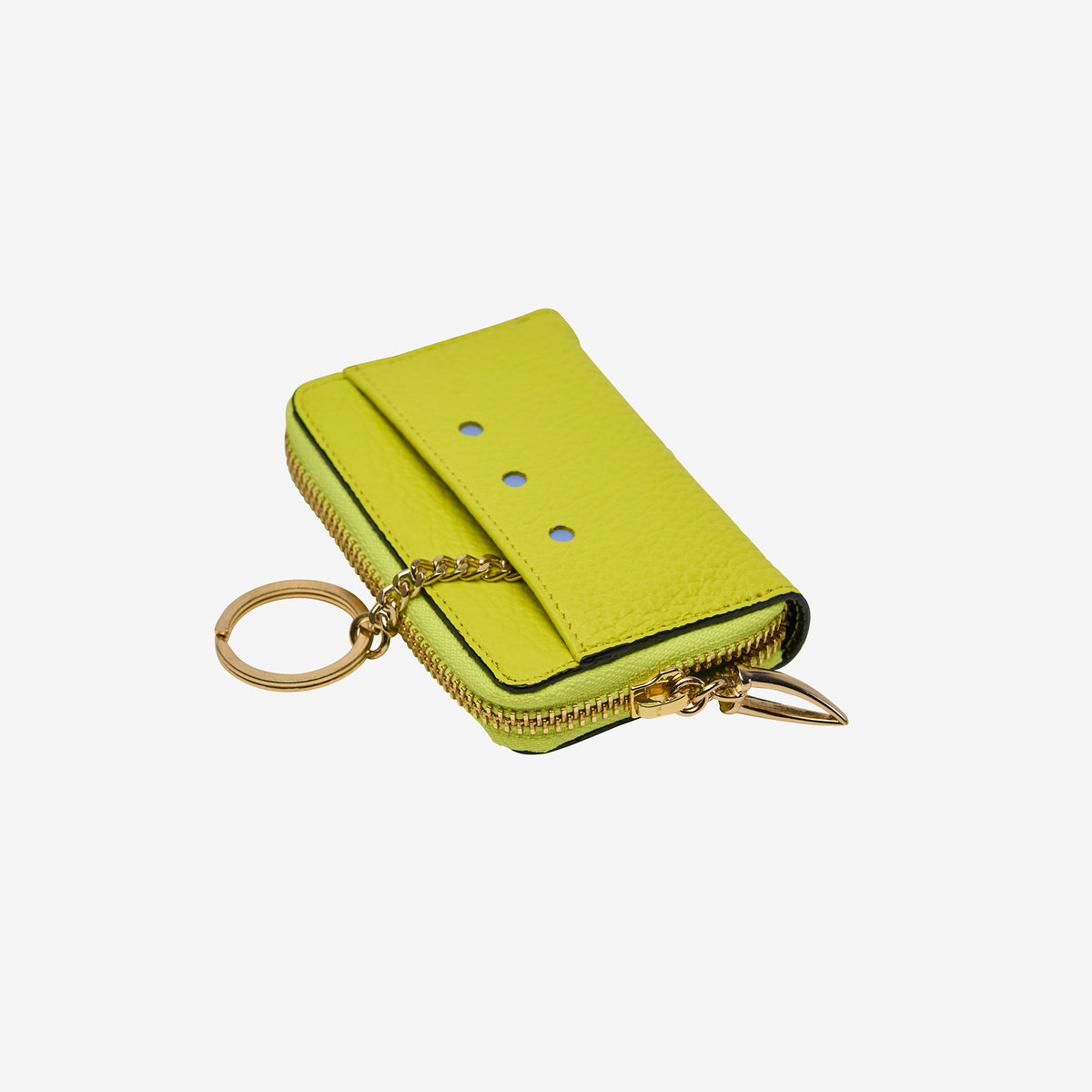 Atusk-322-ascot-pebble-grain-leather-coin-case-lime-top - LIME