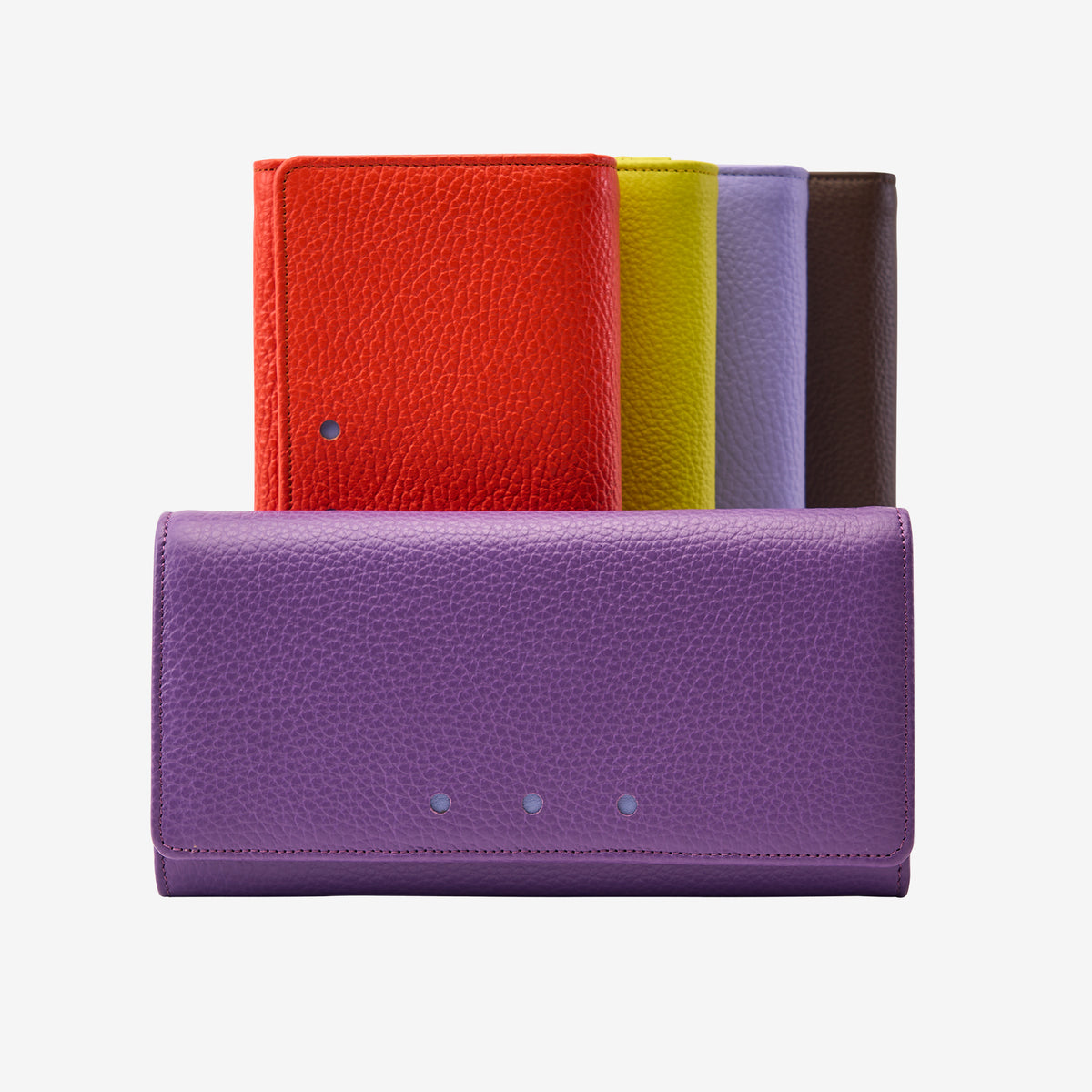 tusk-376-ascot-pebble-grain-leather-snap-over-wallet-all - LIME - ESPRESSO - LAVENDER - ORANGE
