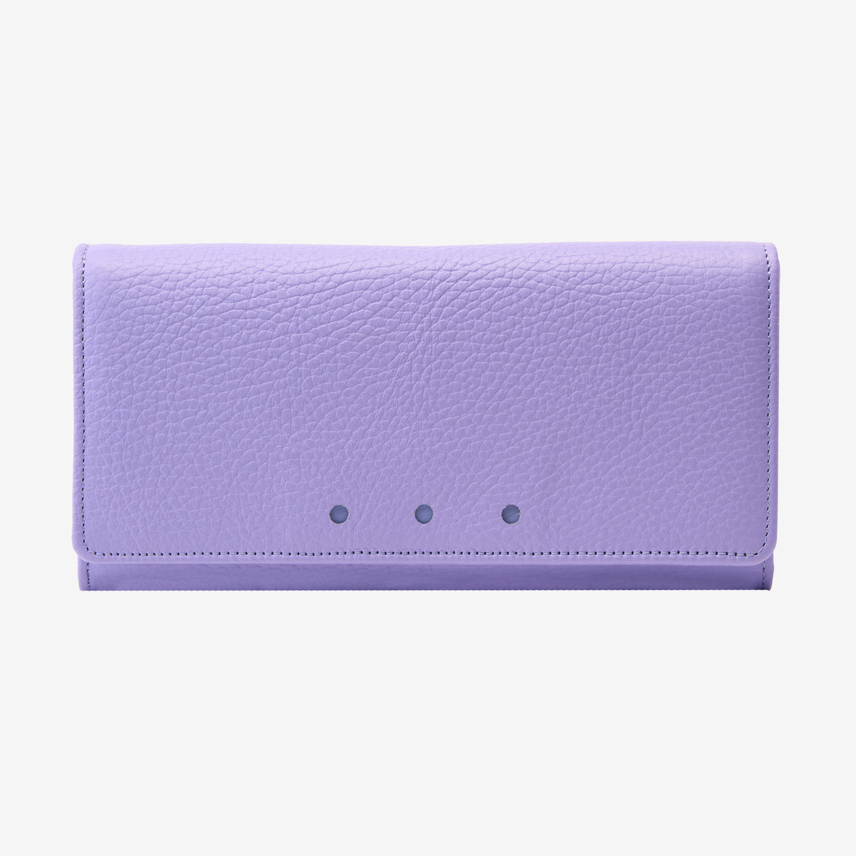 tusk-376-ascot-pebble-grain-leather-snap-over-wallet-lavender-front - LAVENDER