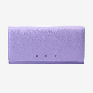tusk-376-ascot-pebble-grain-leather-snap-over-wallet-lavender-front - LAVENDER