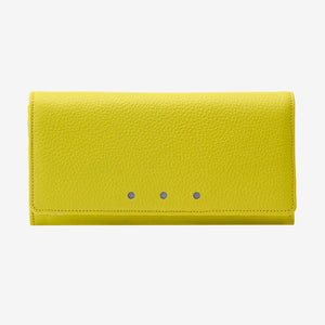 tusk-376-ascot-pebble-grain-leather-snap-over-wallet-lime-front - LIME