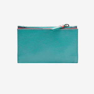 tusk 383 leather slim card case with zip coin pocket french blue and geranium back - FRENCH BLUE/GERANIUM