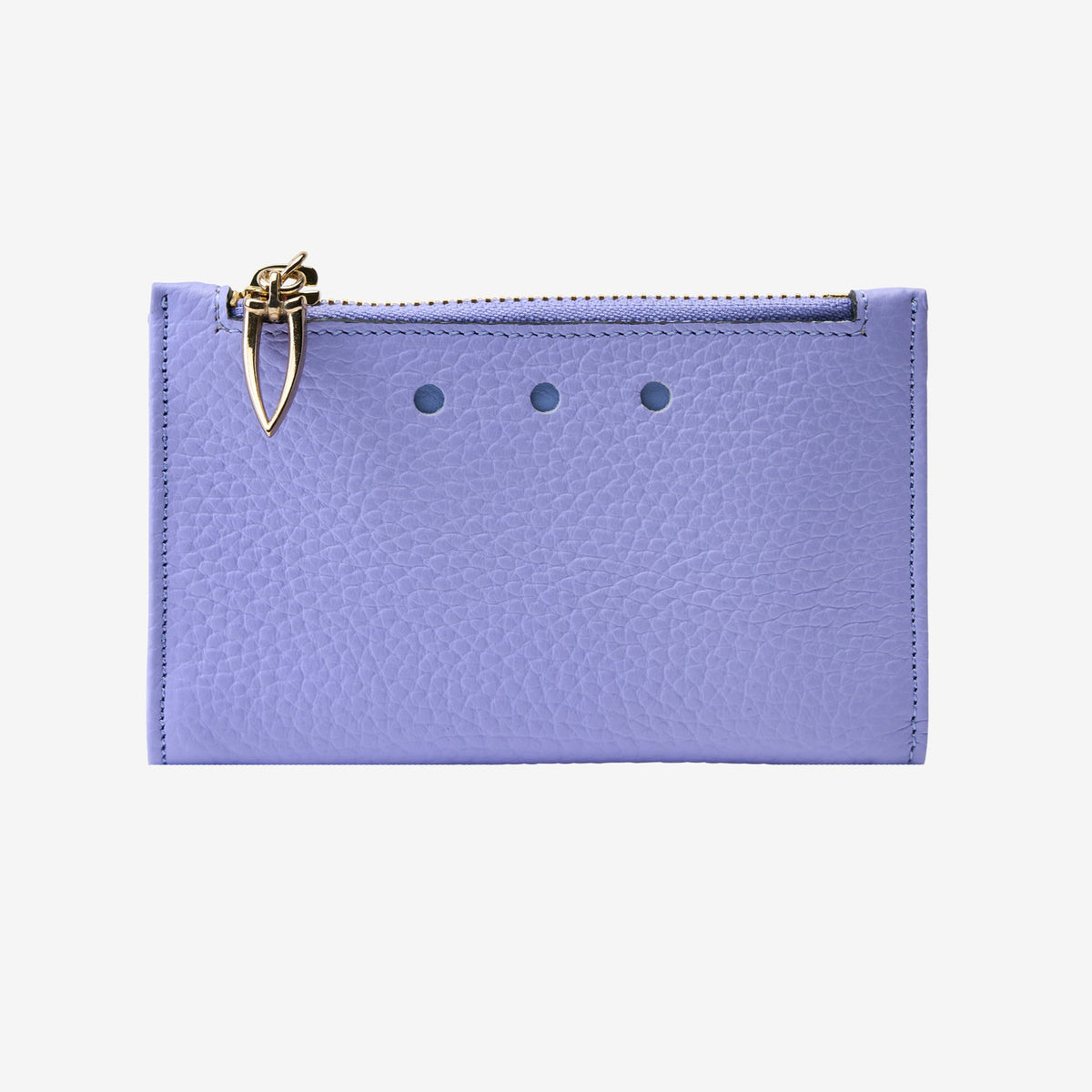 tusk 383 pebble grain leather slim card case lavender front  - LAVENDER