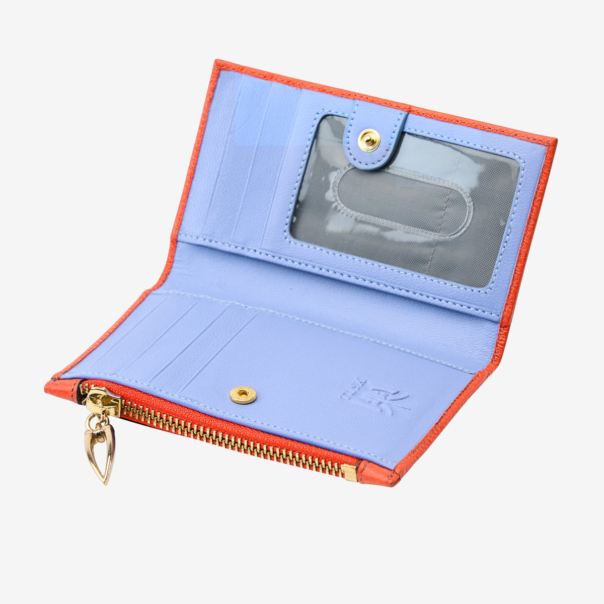 tusk 383 pebble grain leather slim card case orange open - ORANGE