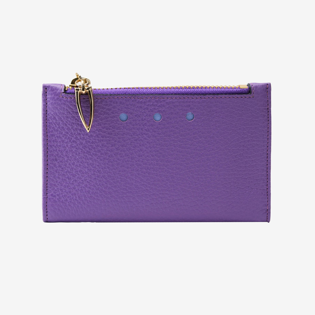 tusk 383 pebble grain leather slim card case purple front  - PURPLE