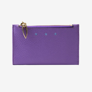 tusk 383 pebble grain leather slim card case purple front  - PURPLE