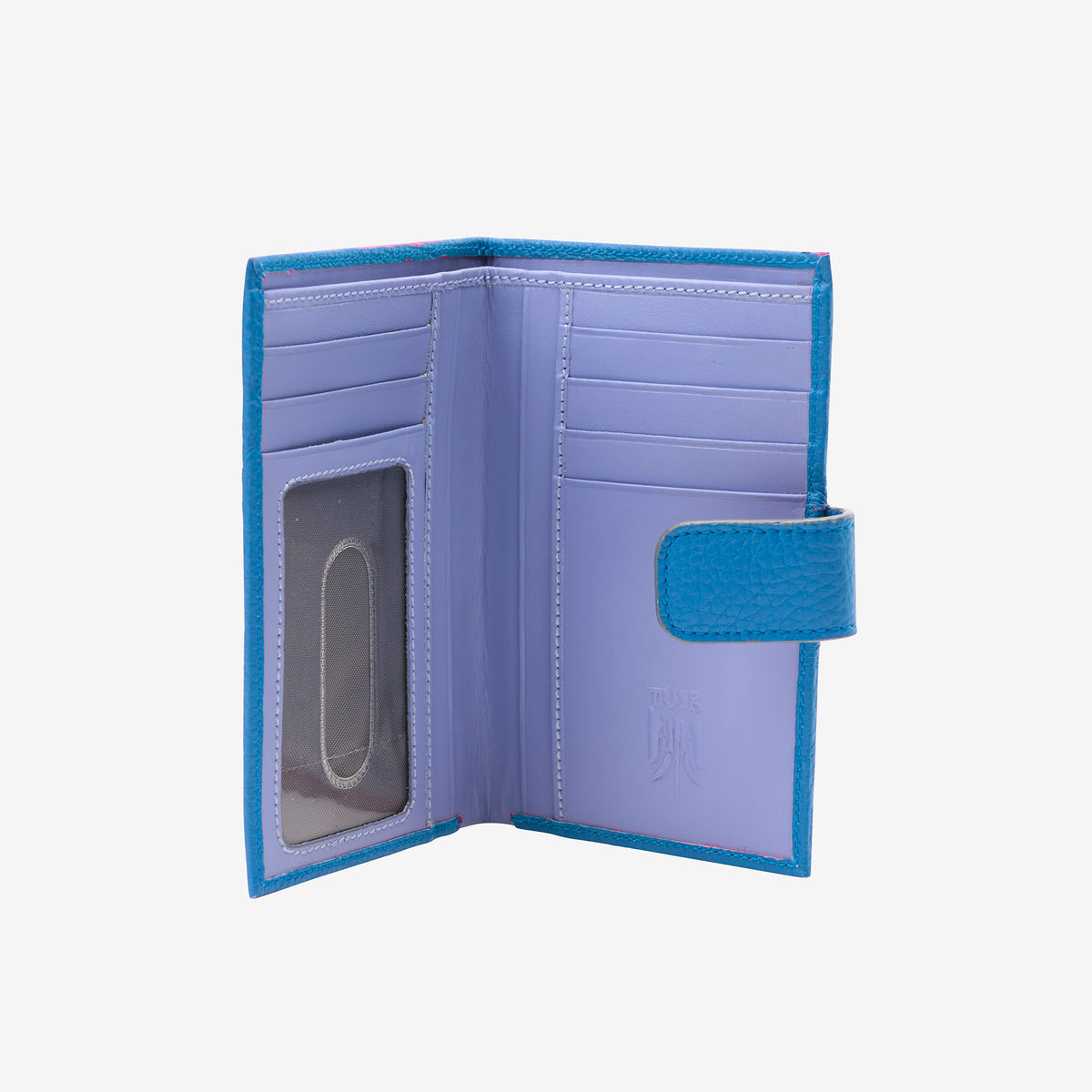 tusk -465 ascot womens leather small indexer wallet azure open - AZURE