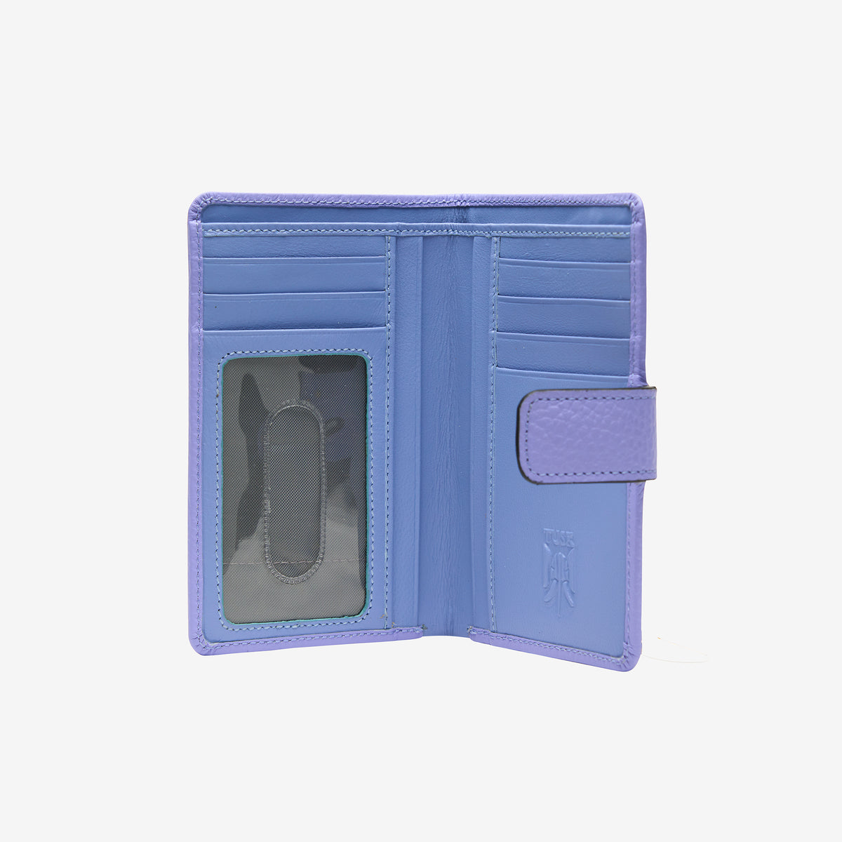 tusk -465 ascot womens leather small indexer wallet lavender open - LAVENDER