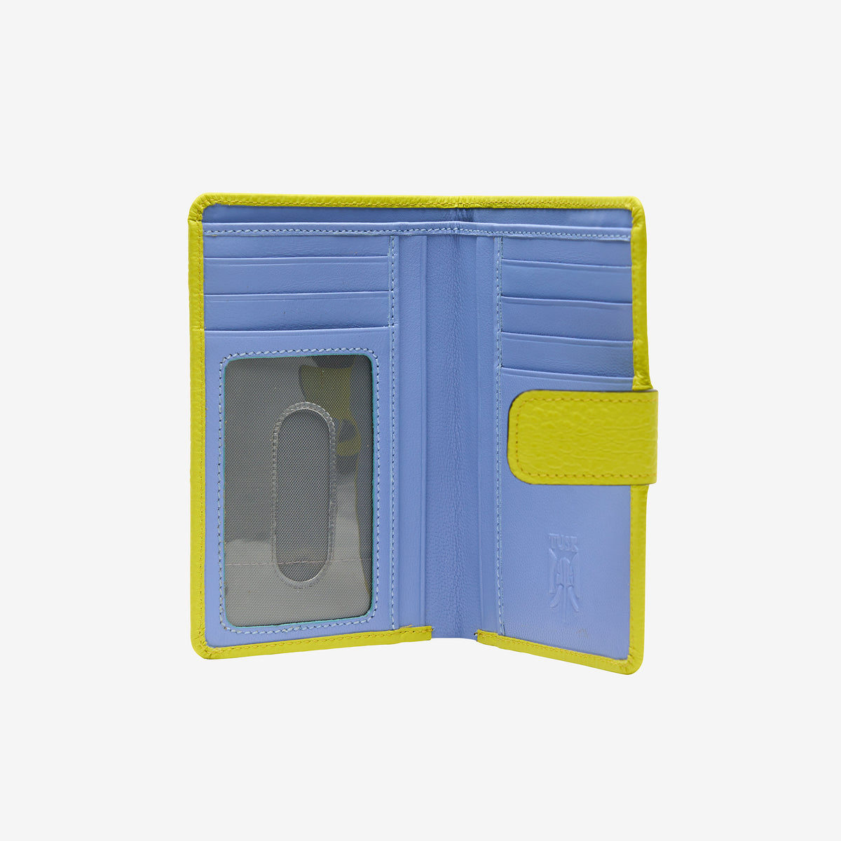 tusk-465 ascot womens leather small indexer wallet lime open - LIME