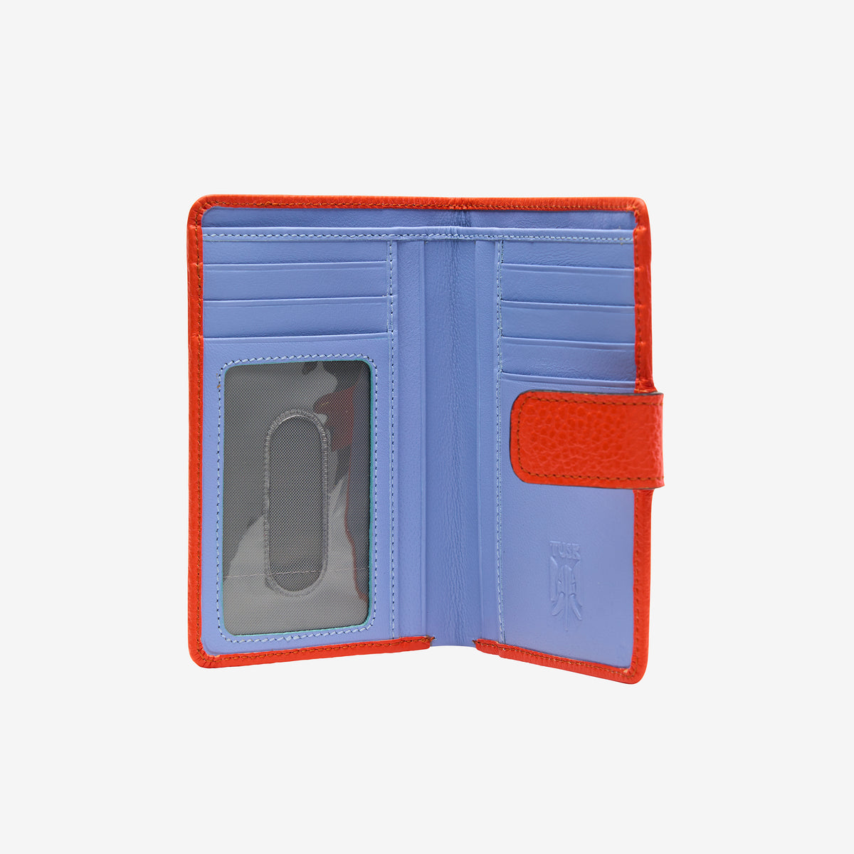 tusk-465 ascot womens leather small indexer wallet orange open - ORANGE