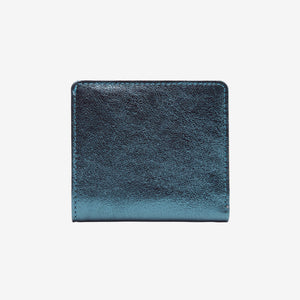 tusk 486 metallic leather snap evening wallet navy front - NAVY