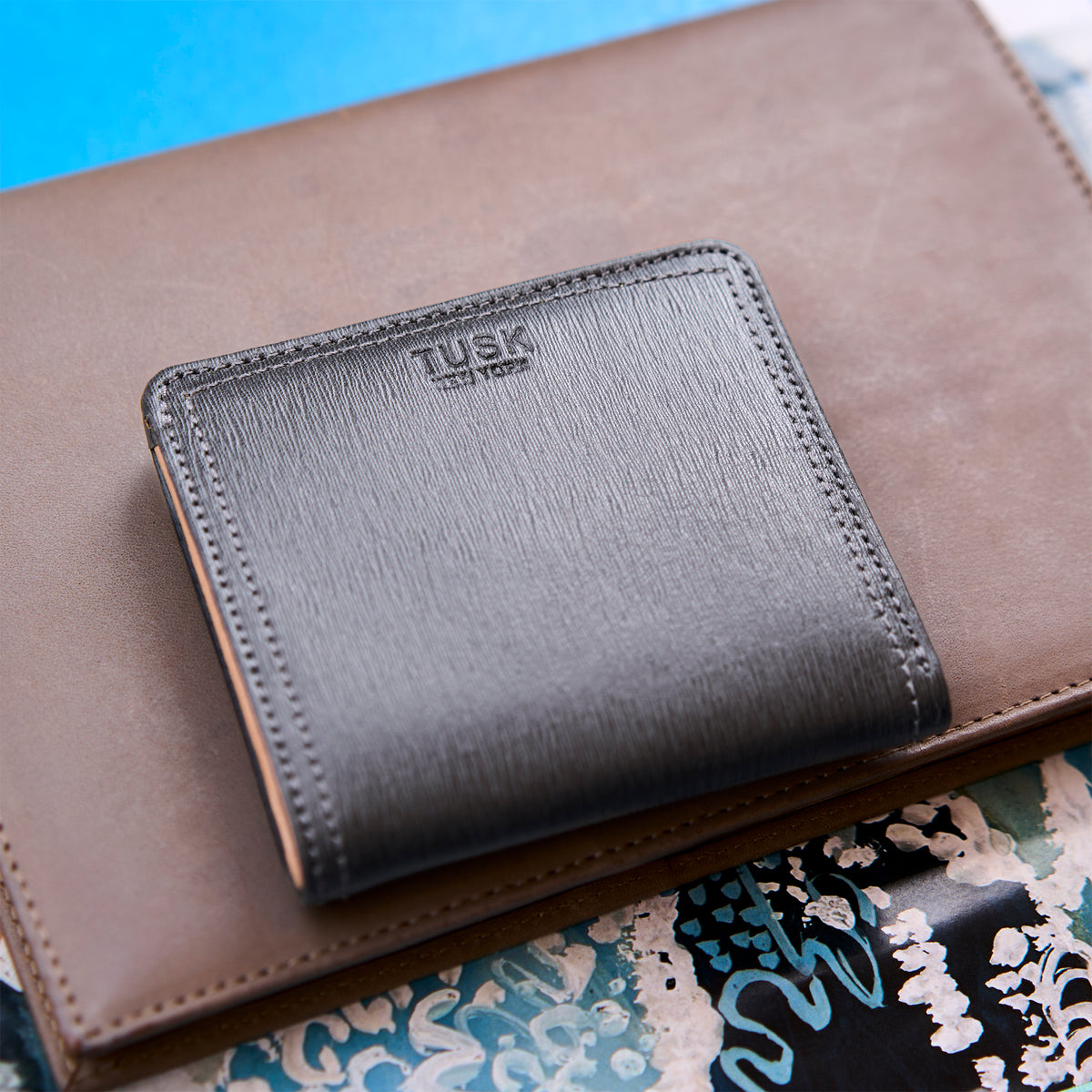 tusk 486 womens madison saffiano leather snap evening wallet charcoal still 01 - CHARCOAL