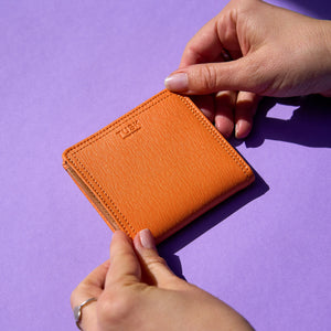 tusk 486 womens madison saffiano leather snap evening wallet orange model 01 - ORANGE