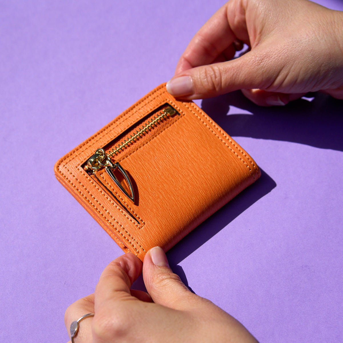 tusk 486 womens madison saffiano leather snap evening wallet orange model 02 - ORANGE