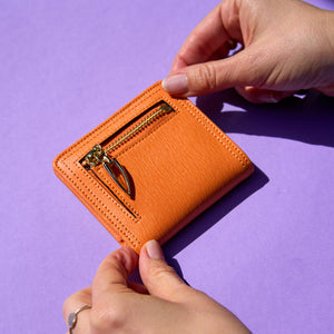 tusk 486 womens madison saffiano leather snap evening wallet orange model 02 - ORANGE