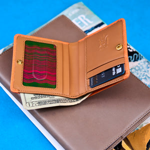 tusk 486 womens madison saffiano leather snap evening wallet orange still 03 - ORANGE