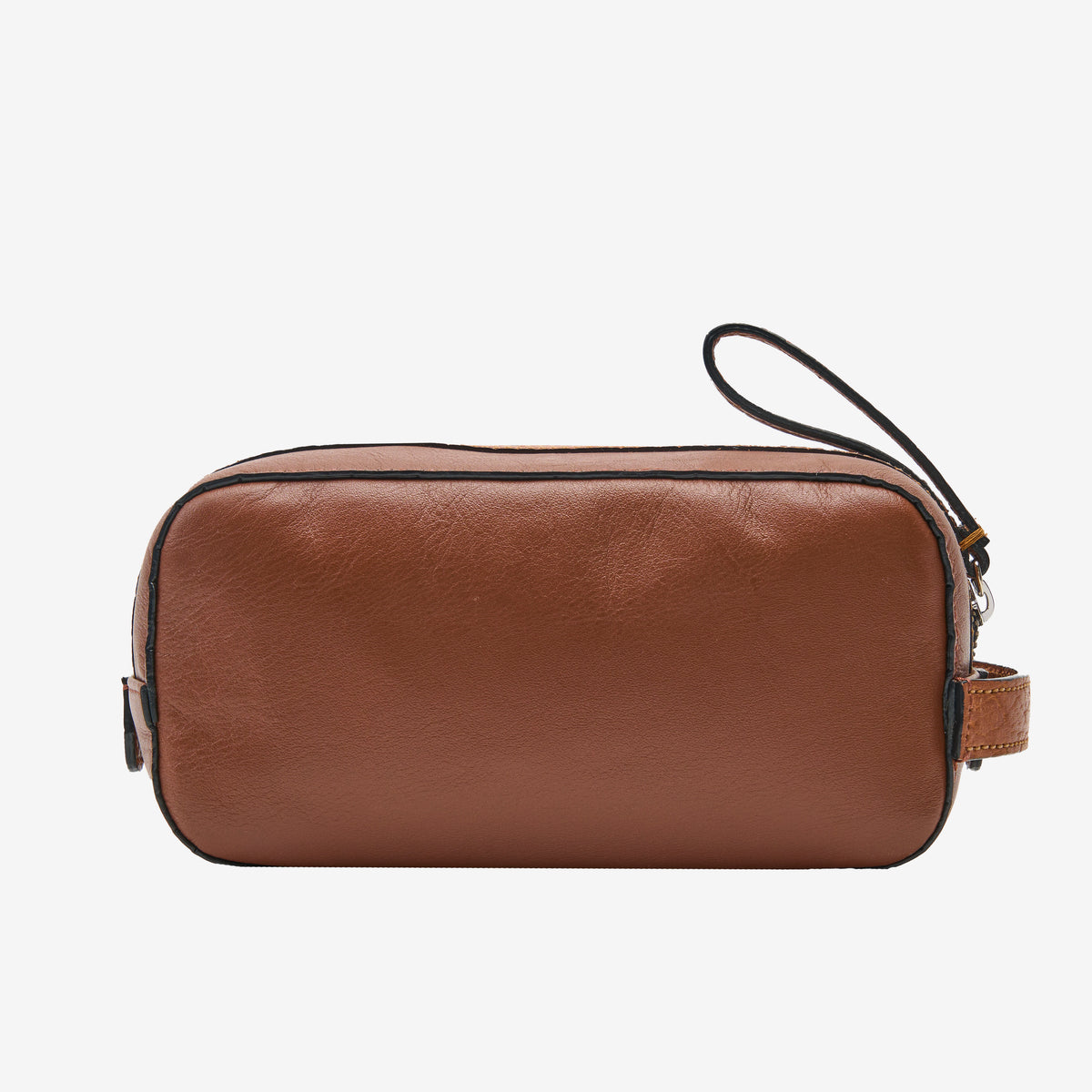 Tusk 770 Italian leather toiletry bag in Wood, back view — minimalist men’s travel case with clean, smooth leather finish - WOOD