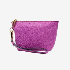 Purple wristlet cosmetic pouch on a white background - MAGENTA