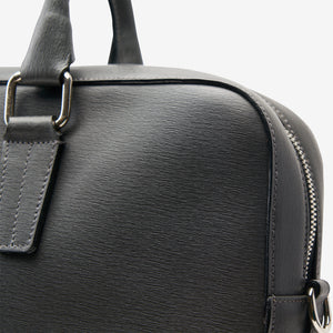 tusk 9906 mens slim saffiano leather brief case charcoal detail 02 - CHARCOAL