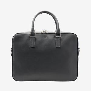 tusk 9906 mens slim saffiano leather brief case charcoal front - CHARCOAL