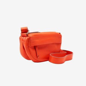 tusk 9935 small  leather camera cross body bag side - ORANGE