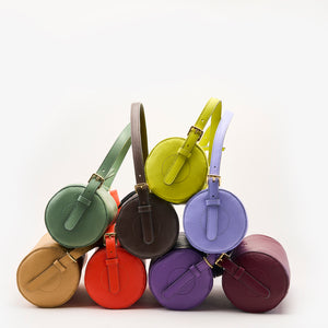 tusk 9944 italian pebblegrain leather barrel bag all pyramid - ORANGE