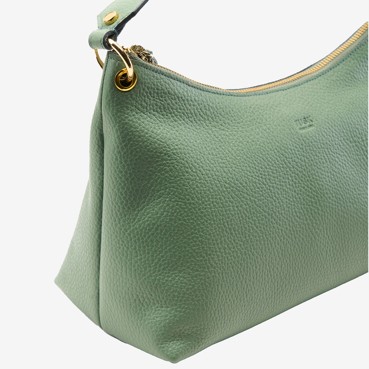 tusk 9937 Italian pebble grain leather hobo sage detail 01 - SAGE