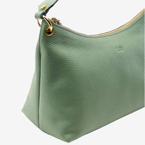 tusk 9937 Italian pebble grain leather hobo sage detail 01 - SAGE