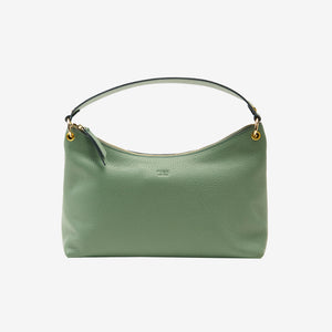 tusk 9937 Italian pebble grain leather hobo sage front - SAGE