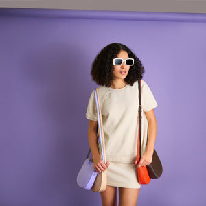 tusk 9938 pebble grain leather small phone cross body bag orange espresso nude lavender model 01 - ORANGE