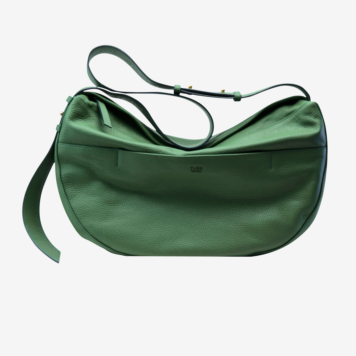 Green leather handbag on a white background - FOREST