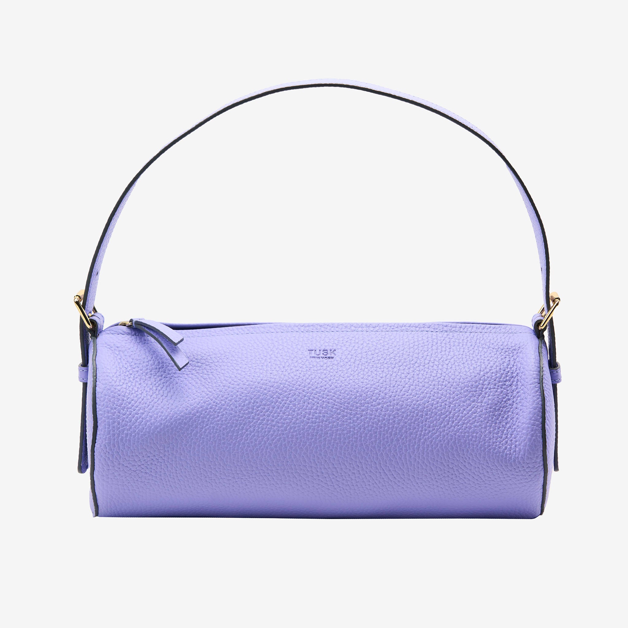 tusk 9944 italian pebblegrain leather barrel bag lavender front - LAVENDER
