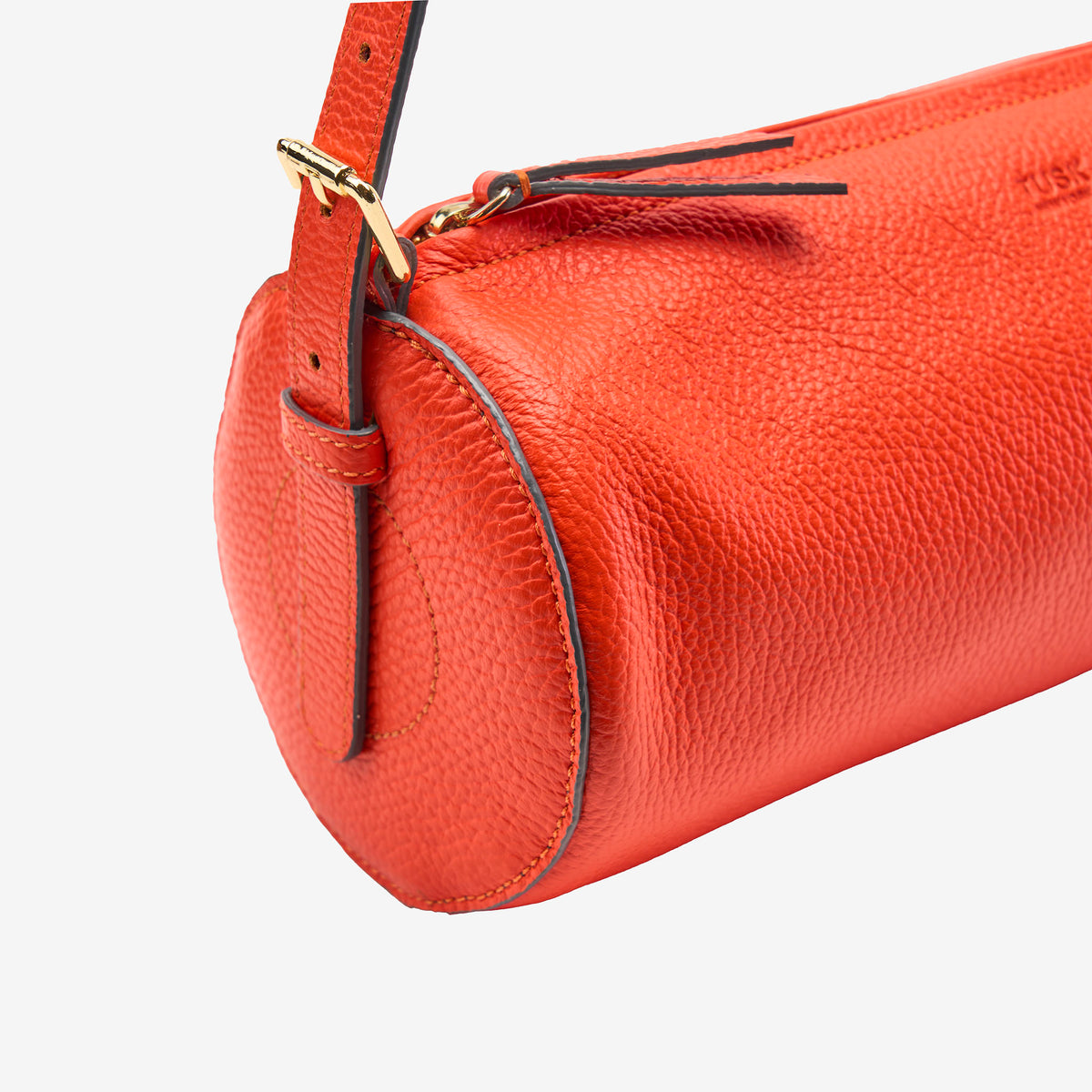 tusk 9944 italian pebblegrain leather barrel bag  orange detail 01 - ORANGE