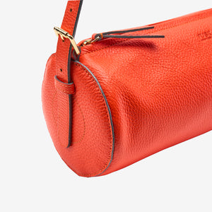 tusk 9944 italian pebblegrain leather barrel bag  orange detail 01 - ORANGE