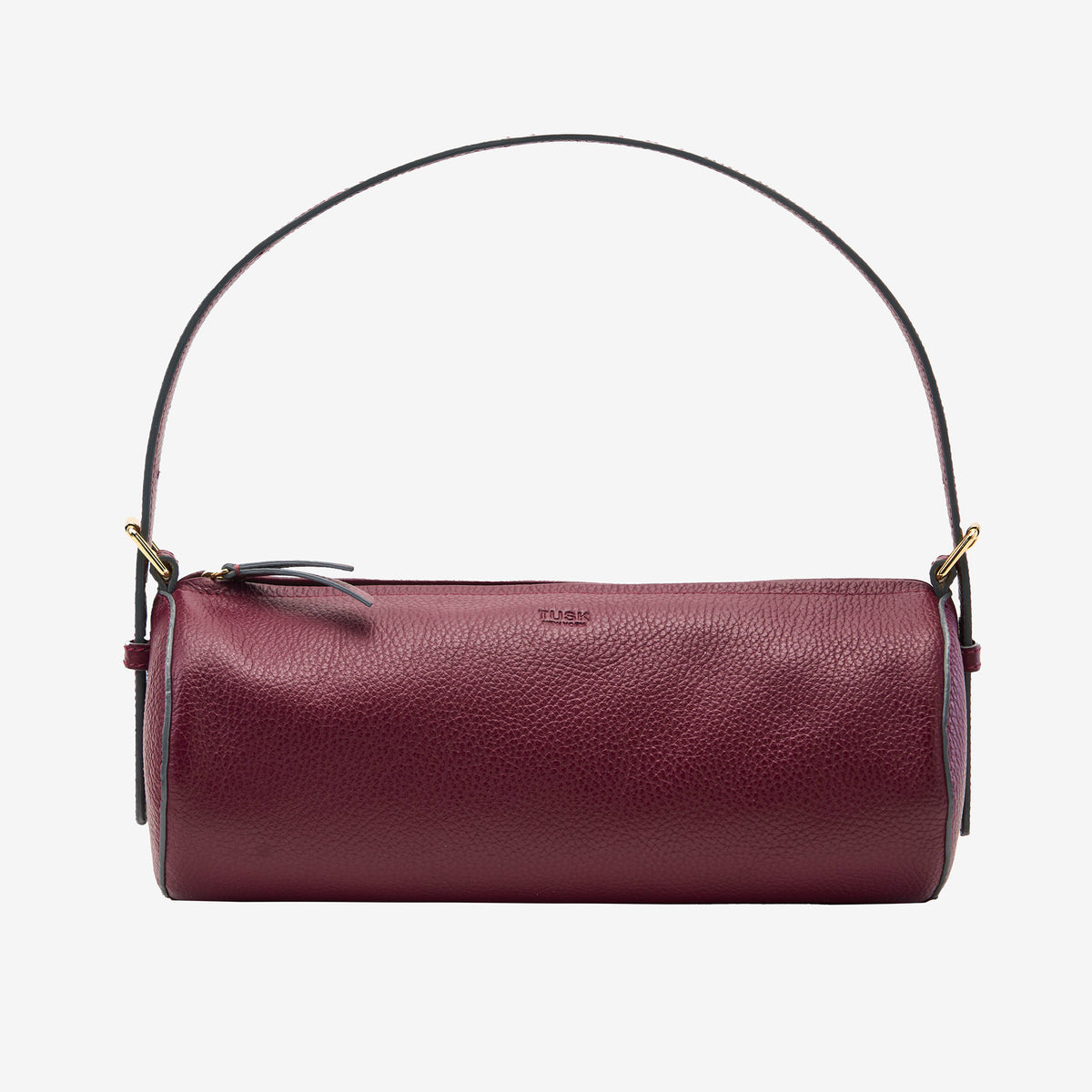 tusk 9944 italian pebblegrain leather barrel bag oxblood front - OXBLOOD